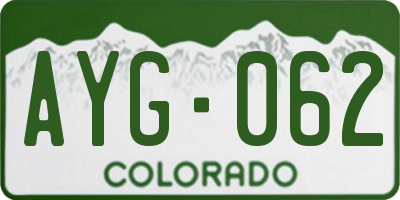 CO license plate AYG062
