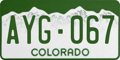 CO license plate AYG067