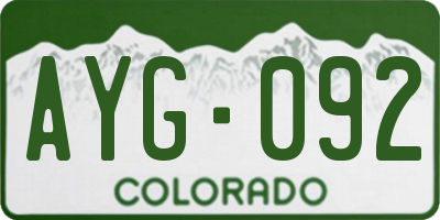 CO license plate AYG092