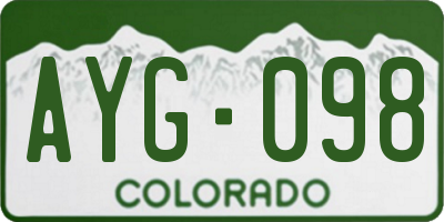 CO license plate AYG098