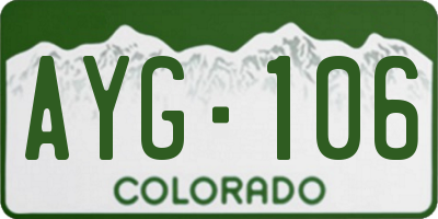 CO license plate AYG106