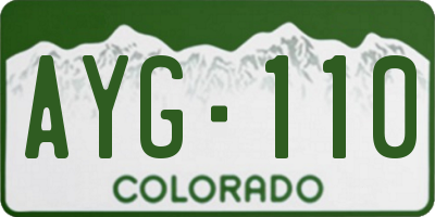 CO license plate AYG110