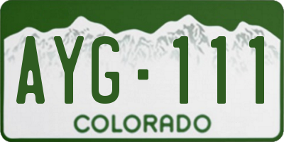 CO license plate AYG111