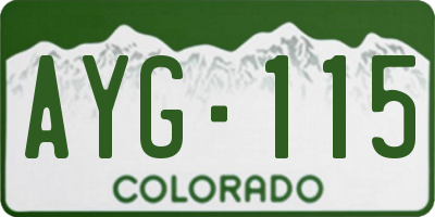 CO license plate AYG115