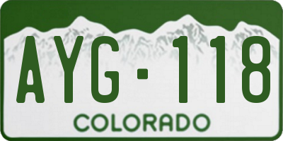 CO license plate AYG118