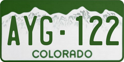 CO license plate AYG122