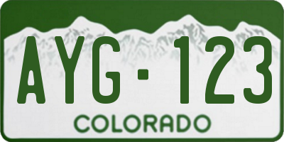 CO license plate AYG123