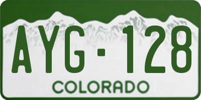 CO license plate AYG128