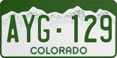 CO license plate AYG129