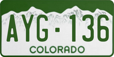 CO license plate AYG136
