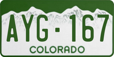 CO license plate AYG167