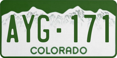 CO license plate AYG171
