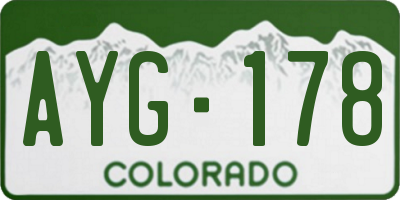 CO license plate AYG178