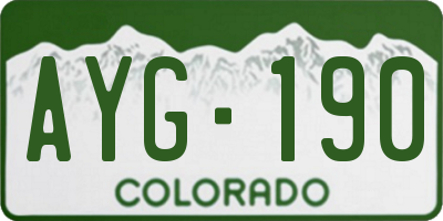 CO license plate AYG190