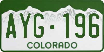 CO license plate AYG196
