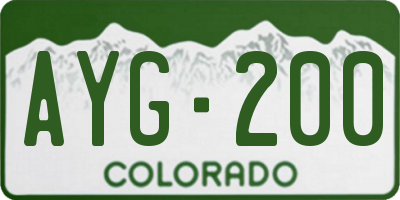 CO license plate AYG200