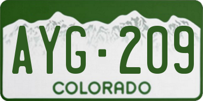 CO license plate AYG209