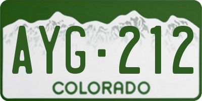 CO license plate AYG212