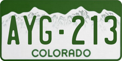 CO license plate AYG213