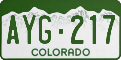CO license plate AYG217