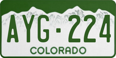 CO license plate AYG224