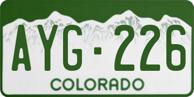 CO license plate AYG226