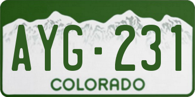 CO license plate AYG231