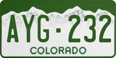 CO license plate AYG232