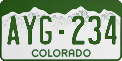 CO license plate AYG234