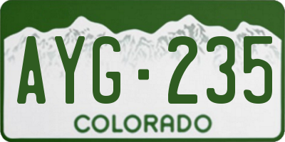 CO license plate AYG235