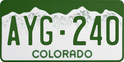CO license plate AYG240