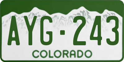 CO license plate AYG243