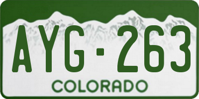 CO license plate AYG263