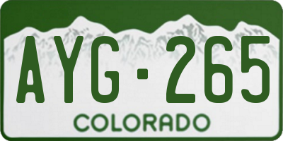 CO license plate AYG265