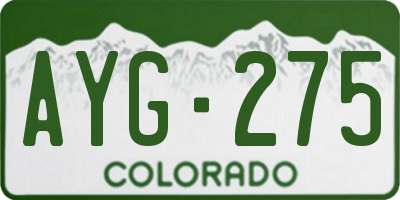 CO license plate AYG275