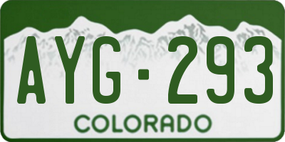 CO license plate AYG293