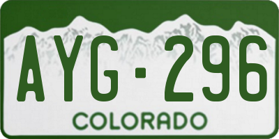 CO license plate AYG296