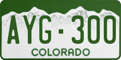 CO license plate AYG300