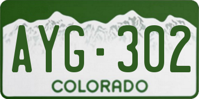 CO license plate AYG302