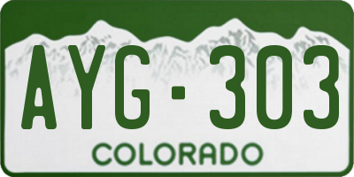 CO license plate AYG303