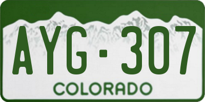 CO license plate AYG307