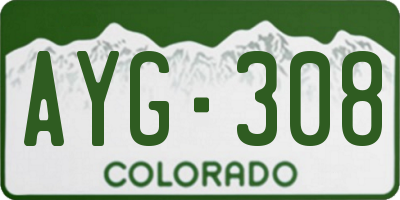 CO license plate AYG308