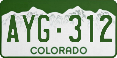 CO license plate AYG312