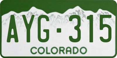 CO license plate AYG315
