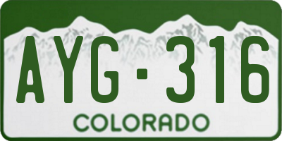 CO license plate AYG316
