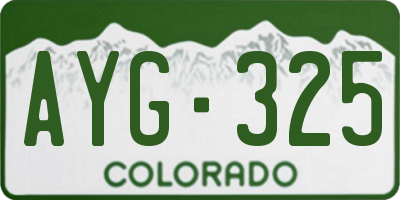 CO license plate AYG325