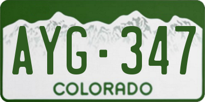 CO license plate AYG347