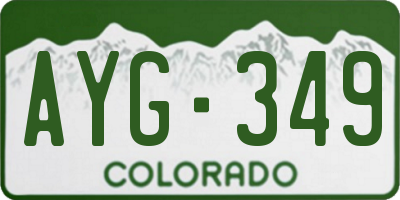 CO license plate AYG349