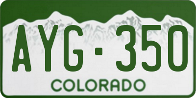 CO license plate AYG350