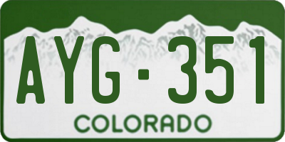 CO license plate AYG351